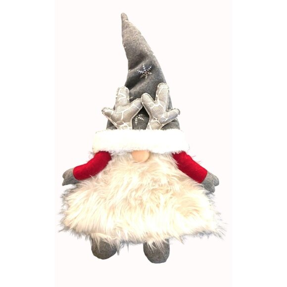 Nordic Christmas Gnome Plush Tree Topper (or Hat) With Reindeer‎ Antlers - Picture 1 of 5